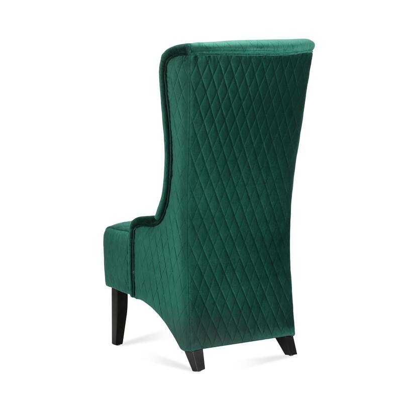 Upholstered Velvet Accent Chair with High Wingback and Wooden Legs