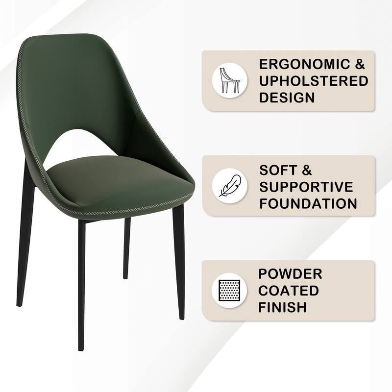 Amalfi Mid-Century Modern Upholstered Dining Chair - Open Back Side Chair with Metal Legs for Kitchen, Dining Room & Living Room