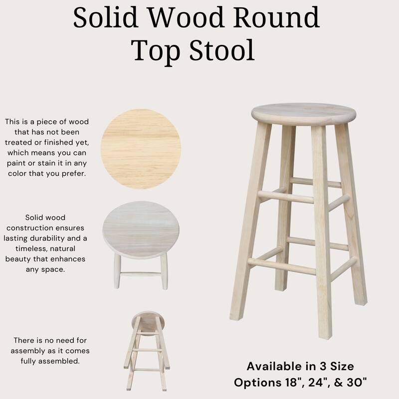 International Concepts 29-inch Round Top Solid Wood Bar Stool