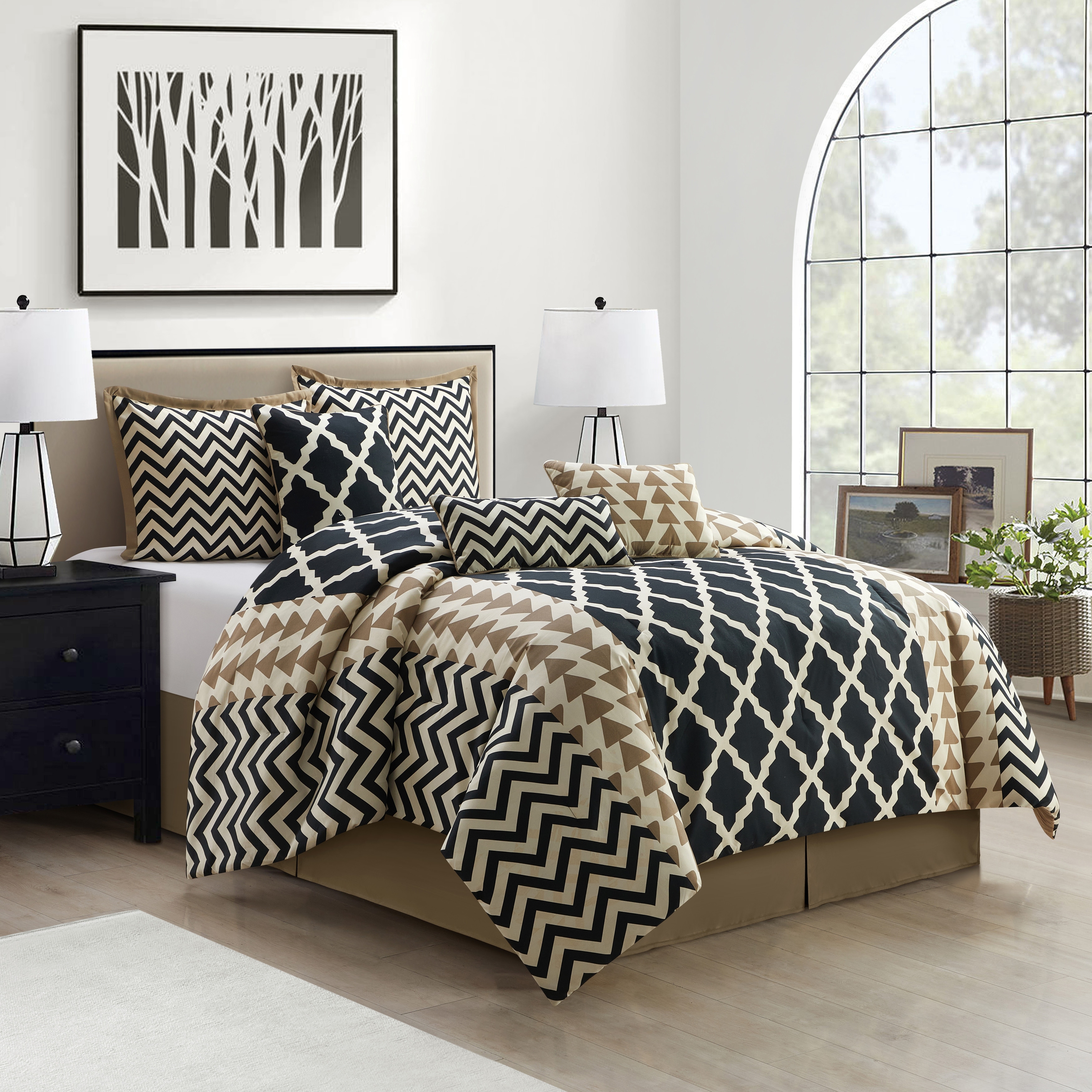Nanshing Davina 7 Piece Geometric Reversible Comforter Set