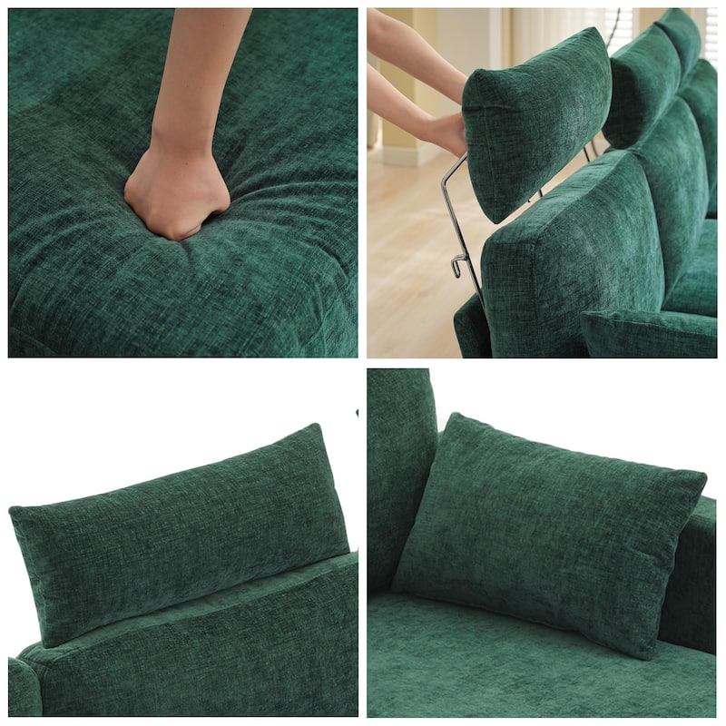 89" Chenille Sectional Sofa Couch With Extra Wide Chaise For Livingroom