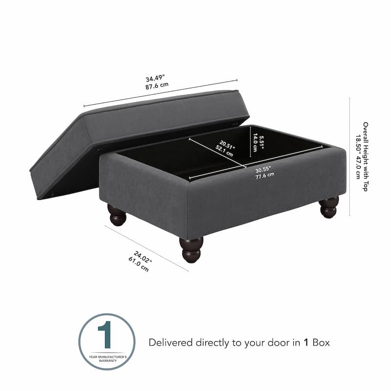 Bush Furniture Coventry Large Upholstered Storage Ottoman