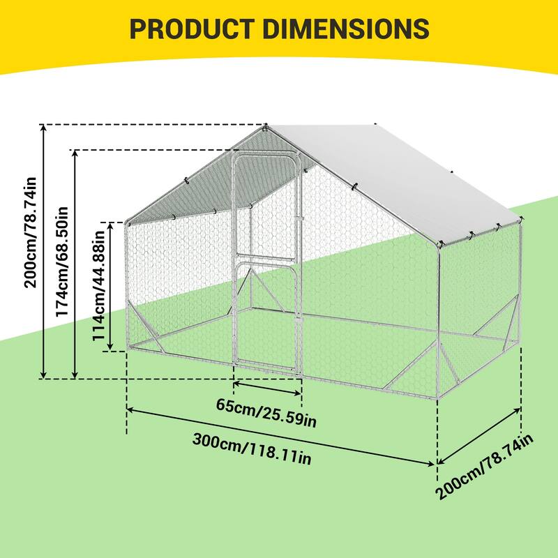 Large Metal Chicken Coop with Waterproof Cover