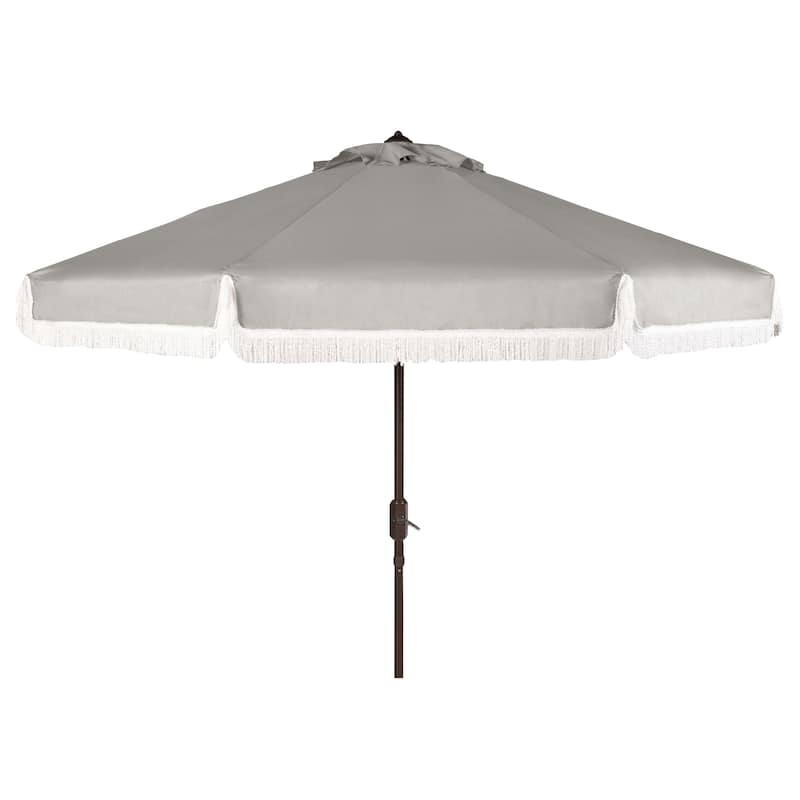 SAFAVIEH Ronette Fringe 9 Ft Crank Outdoor Umbrella