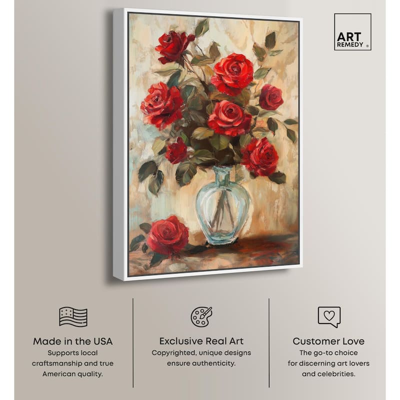 Ruby Roses in Riad Glass Canvas by Art Remedy