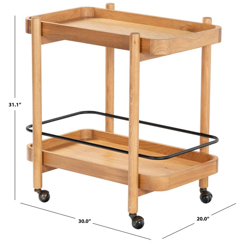 SAFAVIEH Couture Krystof 2-Shelf Wood Bar cart - 30"W x 20"D x 31"H