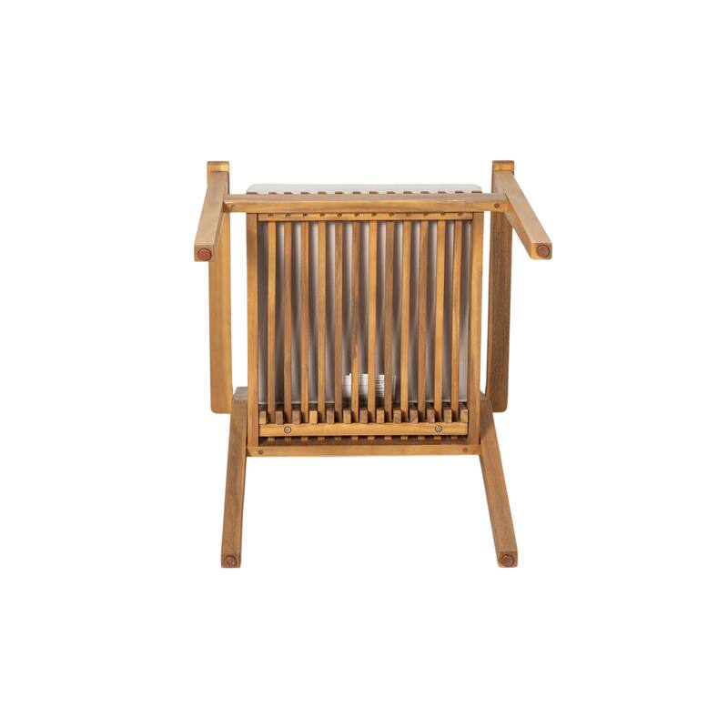 Patio Dining Chair Set Of 2-Sturdy Acacia Wood, Comfortable Waterproof Seating, 400 Lbs Capacity