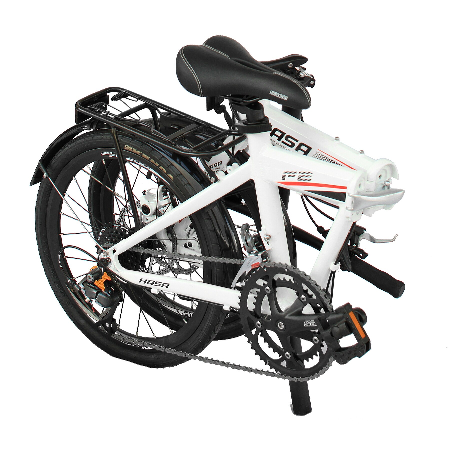 hasa folding foldable bike sram 6 speed white