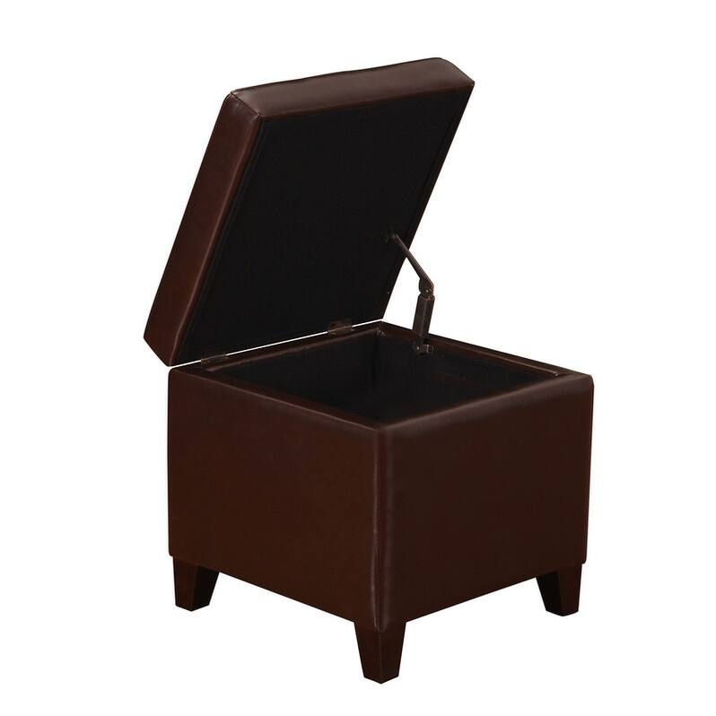 Adeco Bonded Leather Square Tufted Cubic Cube Storage Ottomans