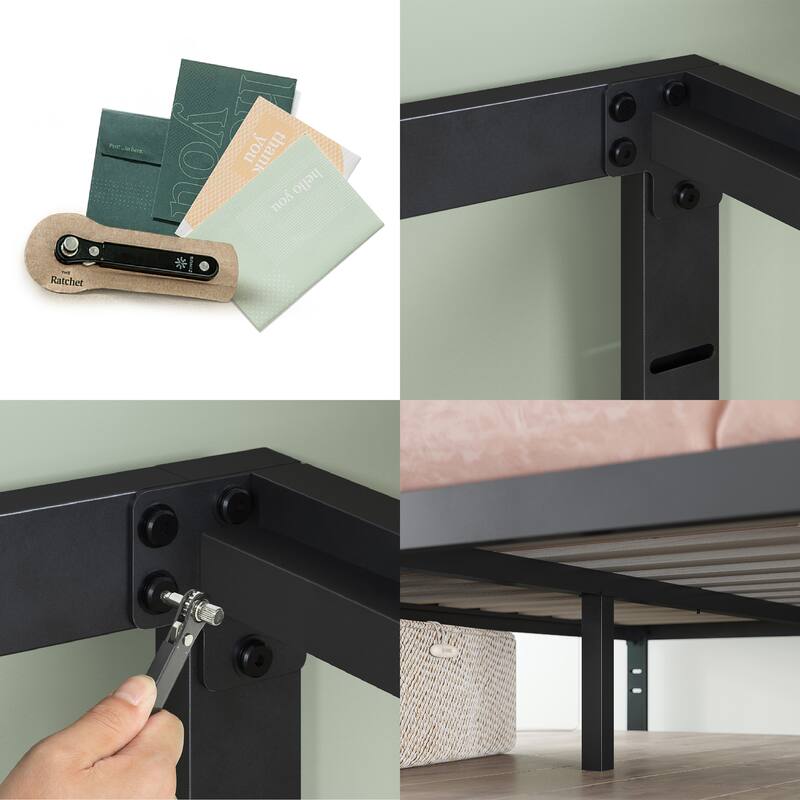 Priage by ZINUS Black Metal Platform Bed Frame