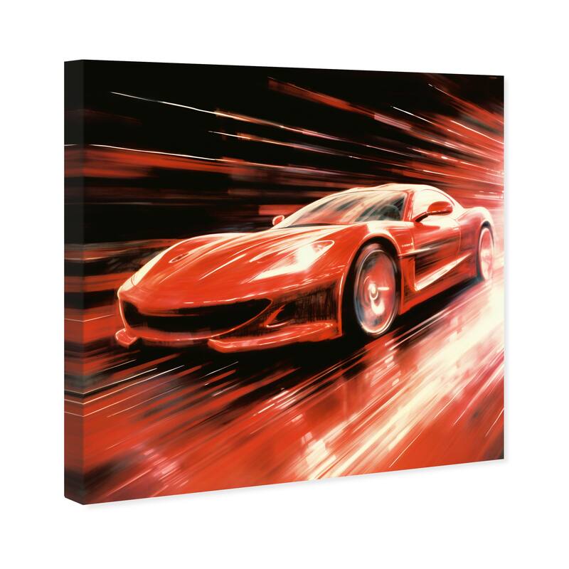 Wynwood Studio Canvas Transportation It s pretty fast Red and Light Red Modern & Contemporary Wall Art Canvas Print