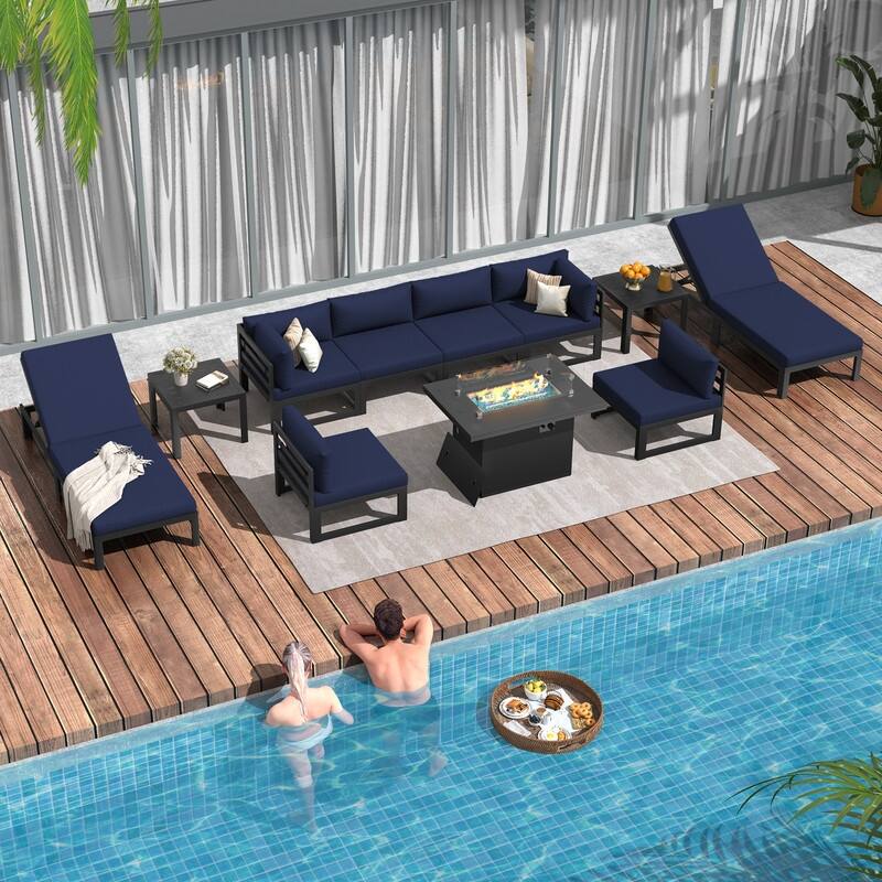 FINCATI Aluminum Outdoor Patio Furniture Conversation Sectional Sofa Set