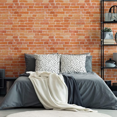 Orange brick Peel and Stick Removable Wallpaper 4850