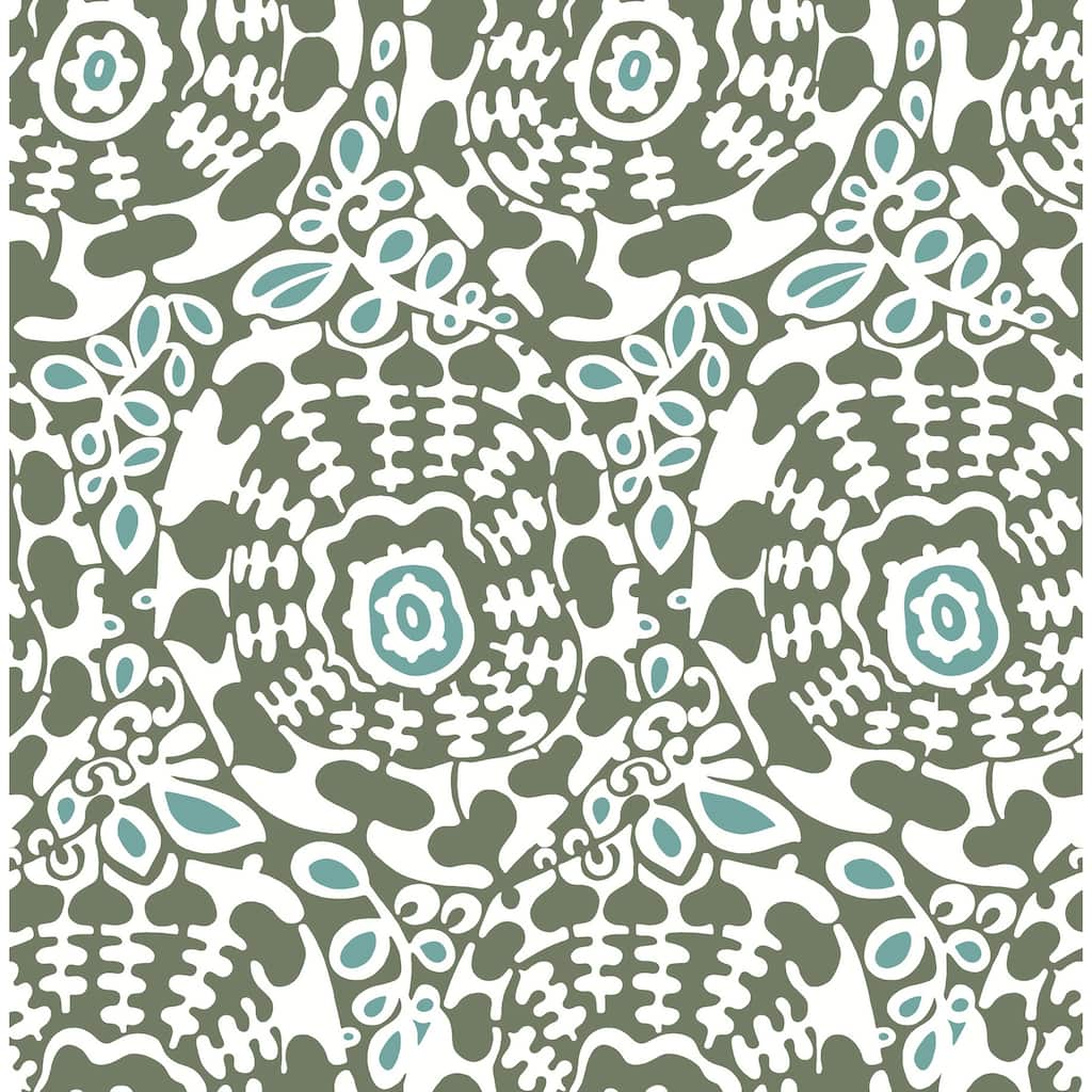 A-Street Prints Divine Green Abstract Medallion Wallpaper