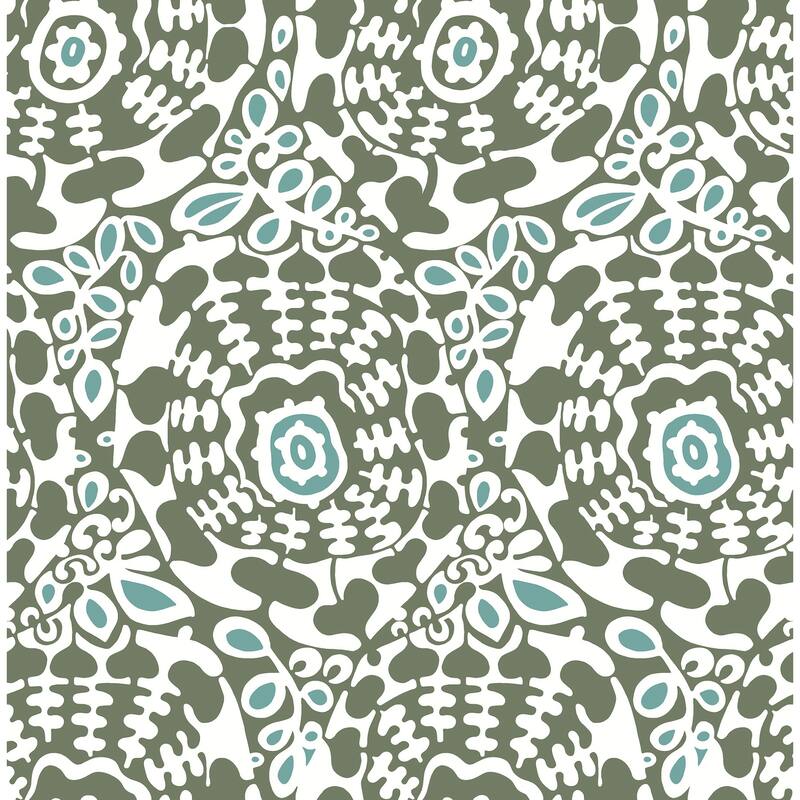 A-Street Prints Divine Green Abstract Medallion Wallpaper