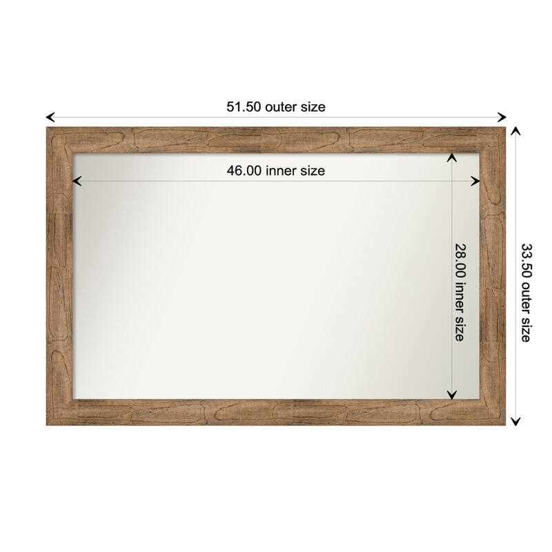 Owl Brown Framed Non-Beveled Custom Wall Mirror, Bathroom Vanity Mirror - Outer Size: 51.5 x 33.5