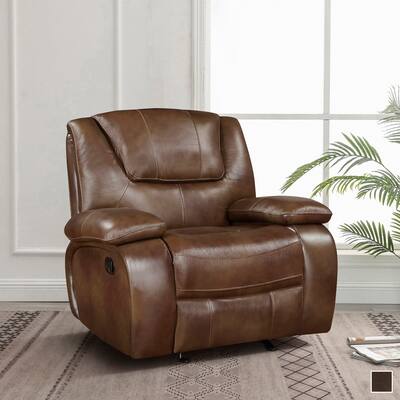 Baron Leather Match Glider Manual Reclining Chair