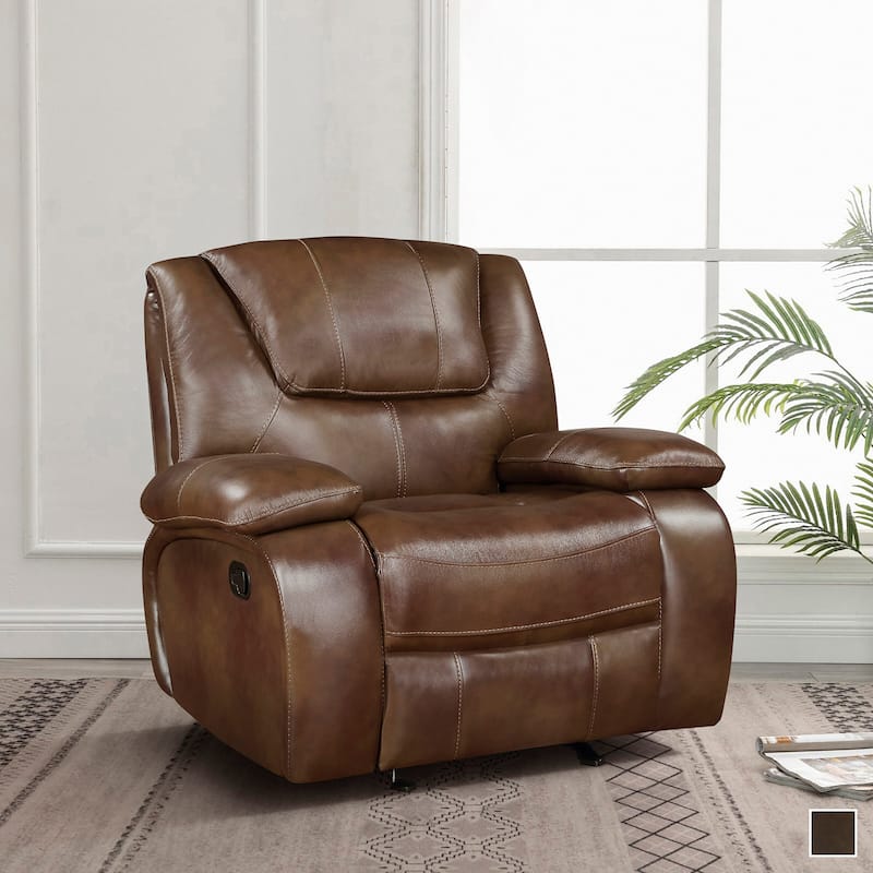 Fremont & Park Baron 39.5" Leather Manual Glider Recliner with Tab Pull Motion