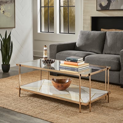 Kew Champagne Gold Finish End Table and Coffee Table Set by iNSPIRE Q Bold