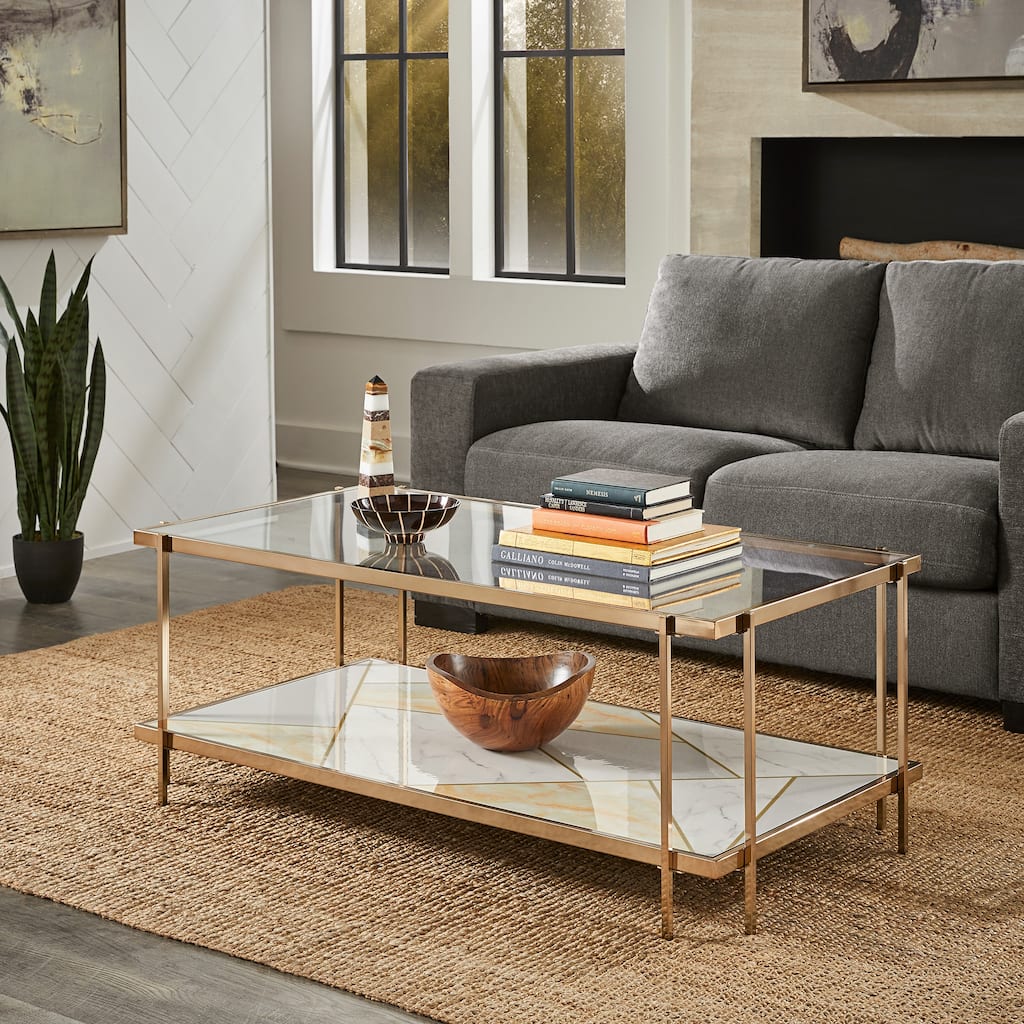 Kew Champagne Gold Finish End Table and Coffee Table Set by iNSPIRE Q Bold