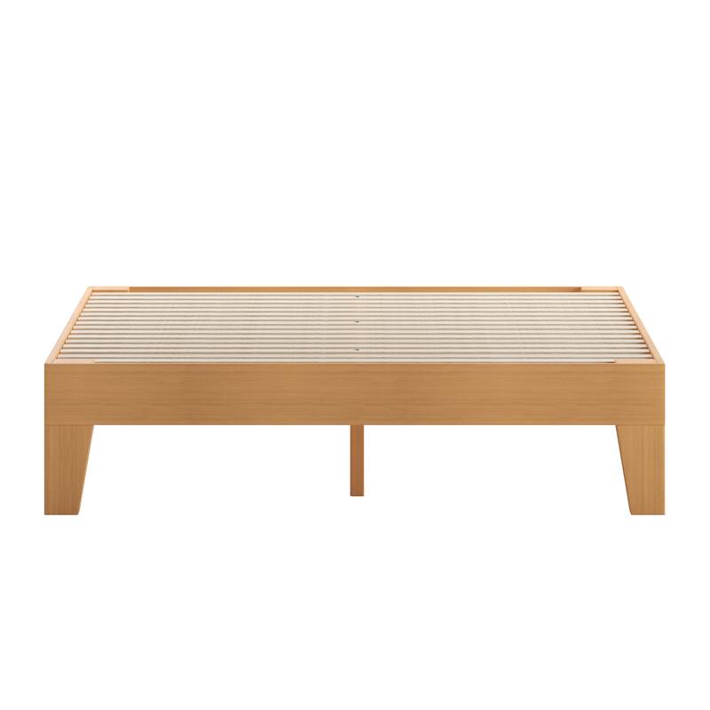 Wood Platform Bed with 14 Wooden Support Slats