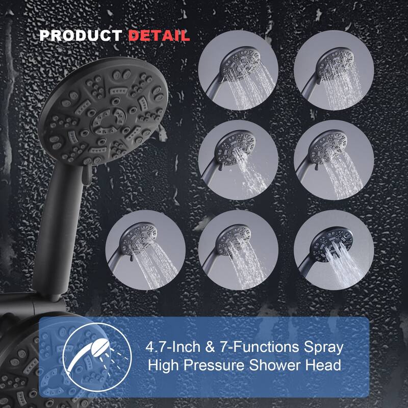WOWOW Single Handle 7-Spray Dual Shower Head Faucet with Tub Spout
