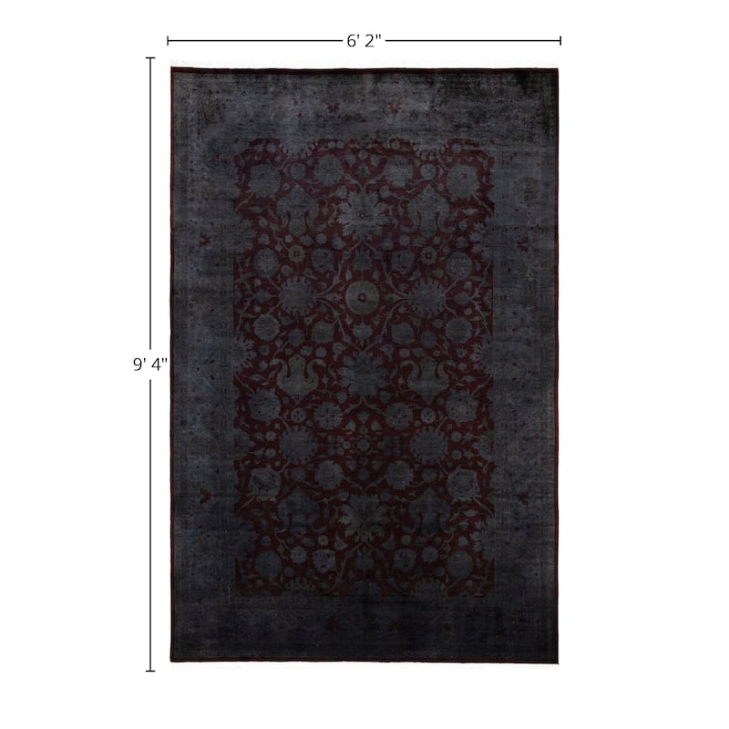 Overdyed One-of-a-Kind Hand-Knotted Area Rug - Black - 6' 2" x 9' 4"