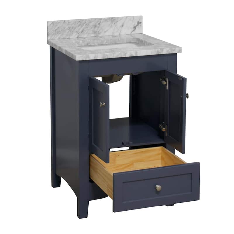 KitchenBathCollection Abbey 24" Bathroom Vanity with Carrara Marble Top
