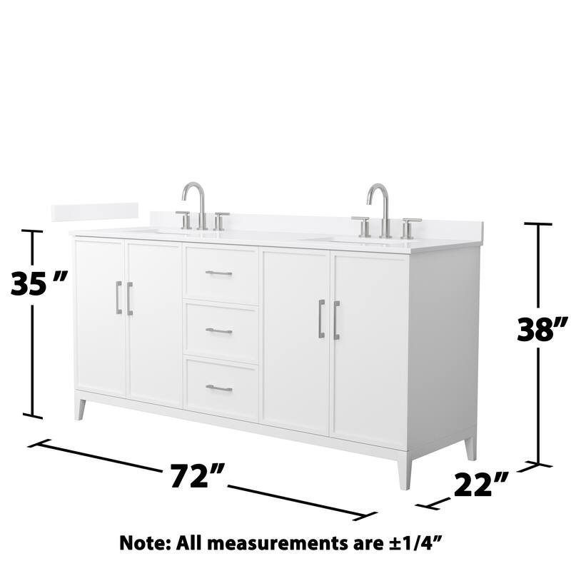 Elan 72-inch Double Vanity, 3 Hole Quartz Top