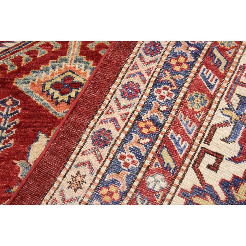 Southwestern Super Kazak Marlowe Red/Beige Hand Knotted Wool Rug - 8'10'' x 12'0''