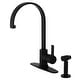preview thumbnail 8 of 15, Kingston Brass Continental Single-Handle Kitchen Faucet with Brass Sprayer Matte Black