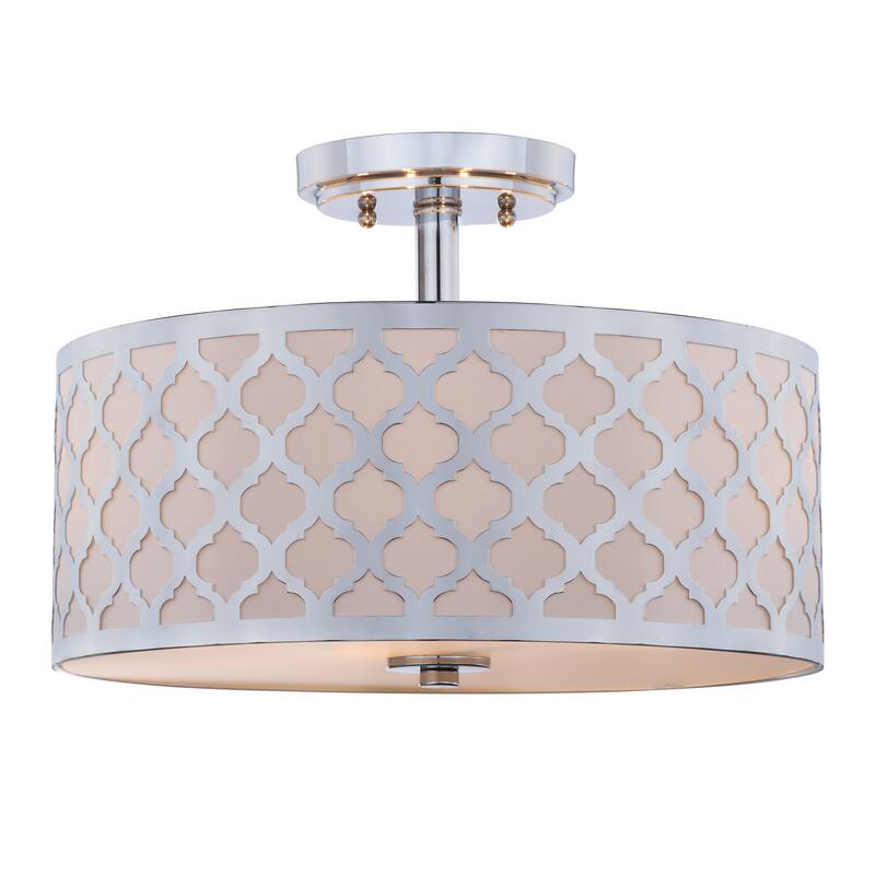 SAFAVIEH Lighting Mucella 3-Light Trellis Chrome Flush Mount - 15" x 15" x 10.5" - 15Wx15Dx11H