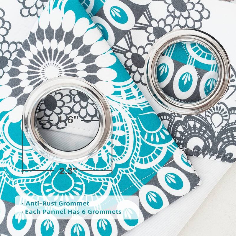 DriftAway Bella Medallion Printed Room Darkening Grommet Window Curtain Panel Pair