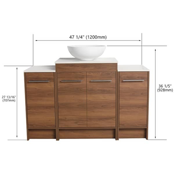 dimension image slide 8 of 16, ARTCHIRLY 24/36/48/60 Inch Bathroom Vanity with Sink, Freestanding Bathroom Vanity with Soft Close Door and Shelf