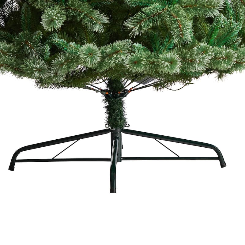 10 Ft Artificial Christmas Tree with Clear Lights - Slim Pine Holiday Decor - Green - 120