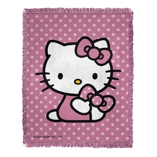 Sanrio Hello Kitty Perfect Polka Dots Woven Jacquard Throw Blanket