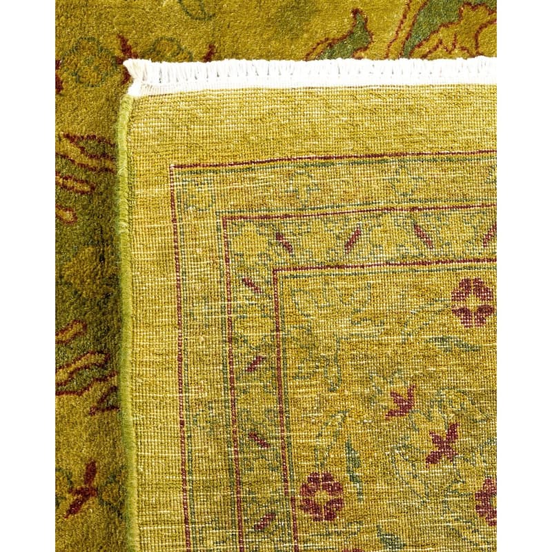 Overton Hand Knotted Wool Vintage Inspired Modern Contemporary Overdyed Gold Area Rug - 6' 3" x 9' 5"