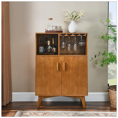 31.5" Liquor Cabinet with Wine Glass Holder