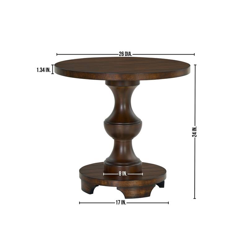 26-Inch Diameter Traditional Round Pedestal End Table