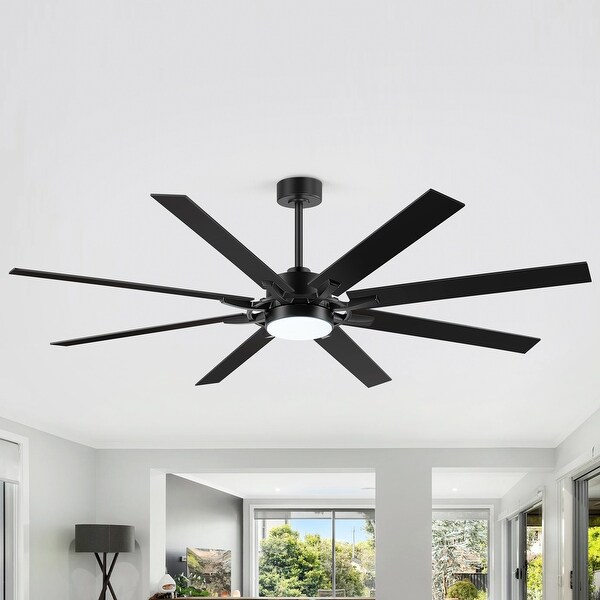 Large 68/72 Inch 8-Blade Integrated LED Ceiling Fan with Light