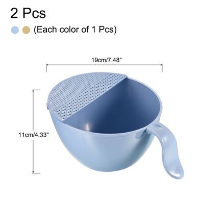Rice Washing Bowl Fruit Vegetable Colander Drain Basket 2PCS - 23.5 x 19 x 11cm