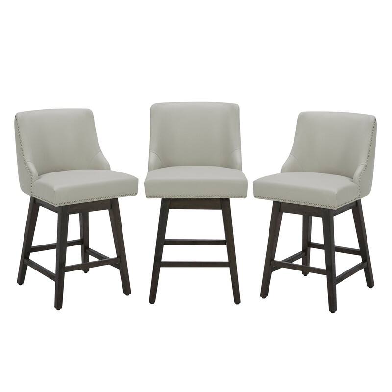 Spruce & Spring Oliver Counter Height Swivel Barstool Set - Set of 3 - Light Grey - Counter Height
