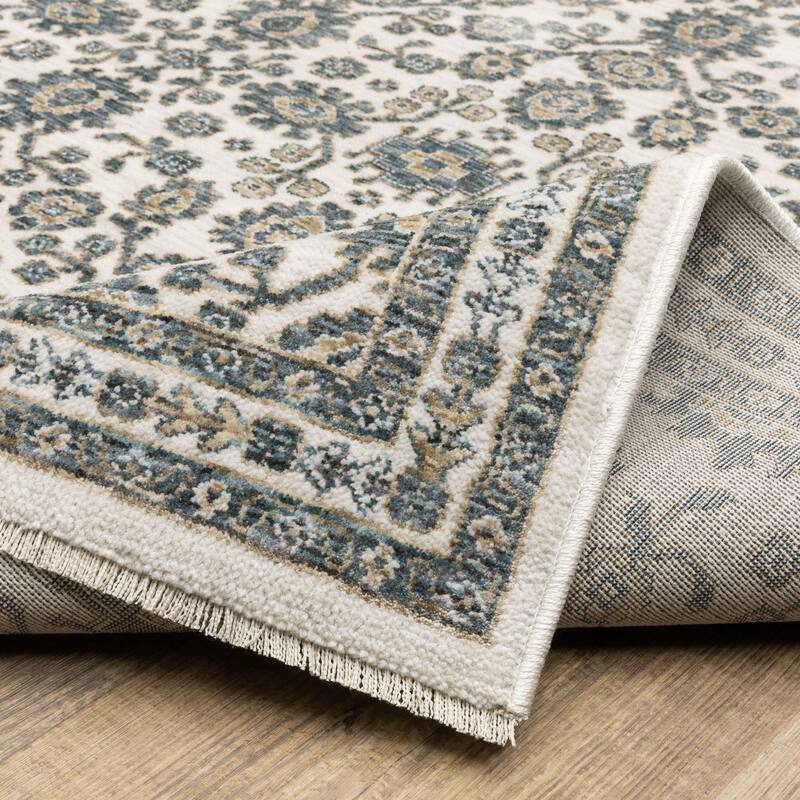 Style Haven Estella Floral Oriental Ivory/ Blue Area Rug