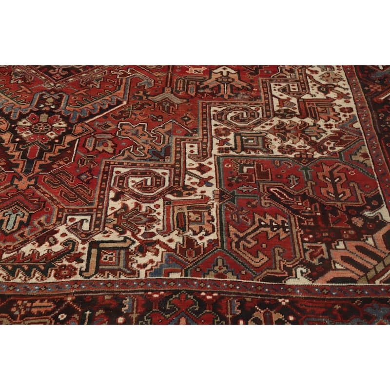 Hand Knotted Oriental 100% Wool Carpet Traditional Medallion Red Heriz Area Rug - 12' 2'' X 9' 8''