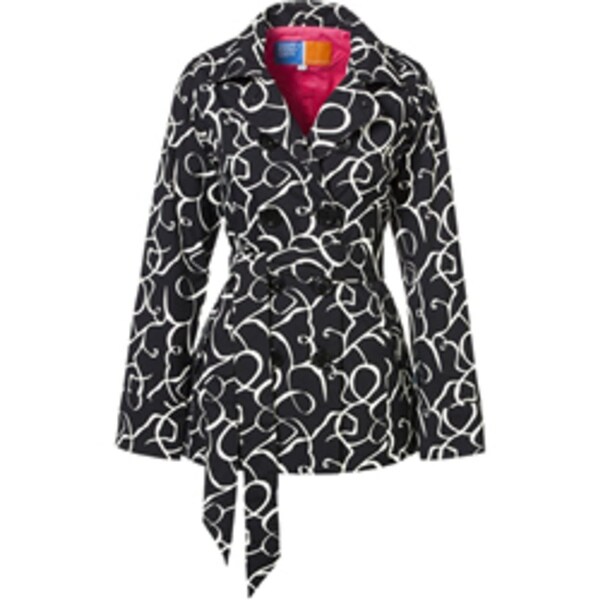 shop happy rainy days women's short trench coat, black/white - on