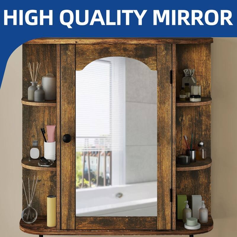 Modern Wall Bathroom Storage Medicine Cabinet with Adjustable Shelves and Towel Rack
