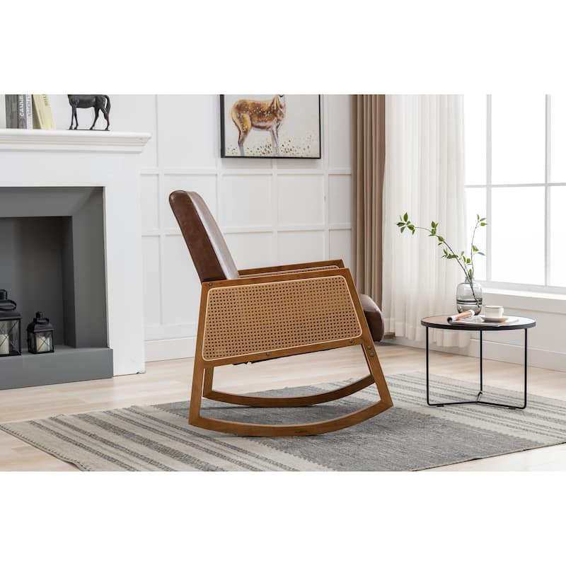 Living Room Comfortable Rocking Chair Lounge Chairs with Solid Rubber Wood Leg Arm Chairs