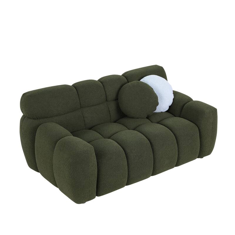 Wayna Modern Square Sofa, Sherpa Thick Cushion Double Sofa