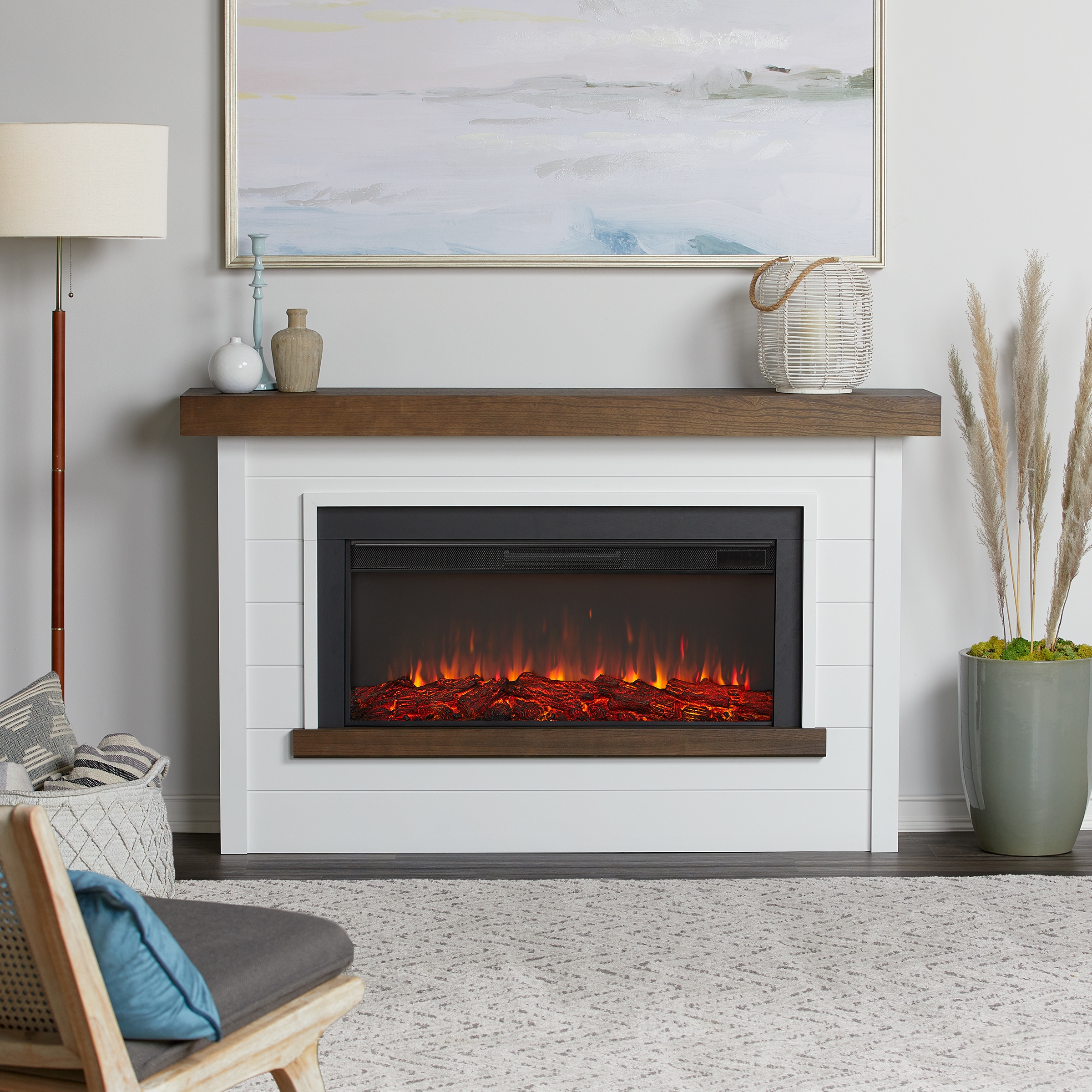 Farmhouse style shop electric fireplace