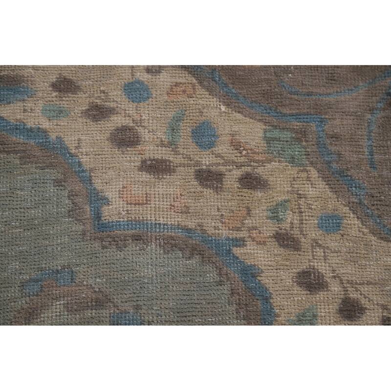 Hand Knotted Oriental 100% Wool Carpet Traditional Medallion Greys & Charcoal Tabriz Area Rug - 9' 6'' X 6' 2''